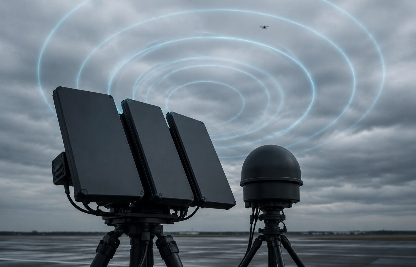 Ground-based counter-drone detection antennas and radar dome